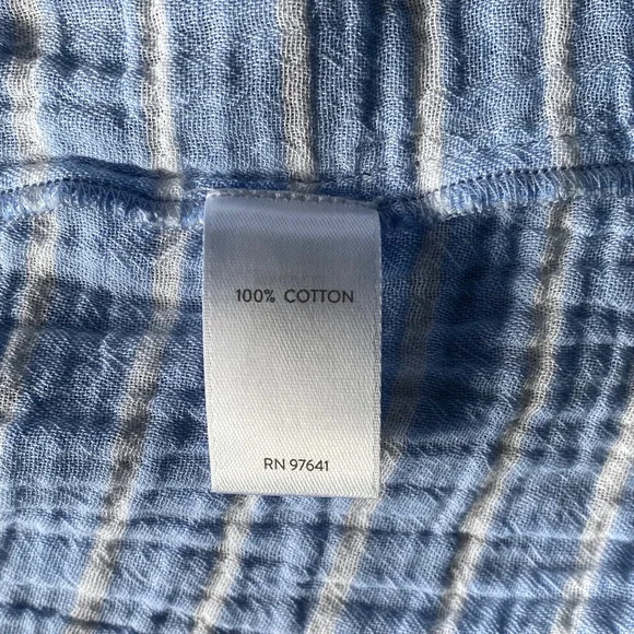 J.Jill Medium 100% Cotton Light Blue And White Striped Button-Up Shirt - Picture 7 of 7